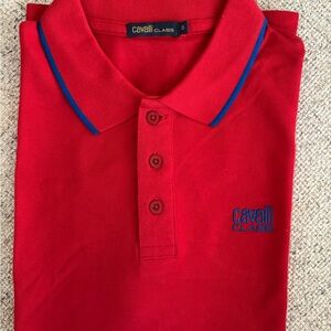 Cavalli Class Red and Blue Polo Shirt Classic Design